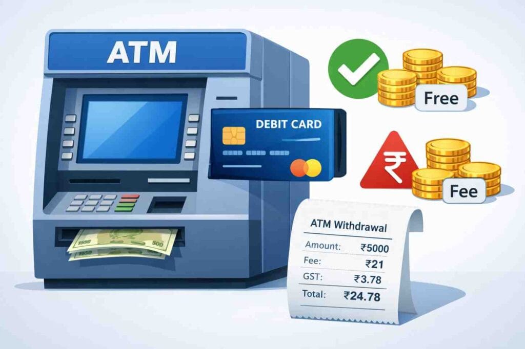 ATM cash withdrawal charges and free limits in India
