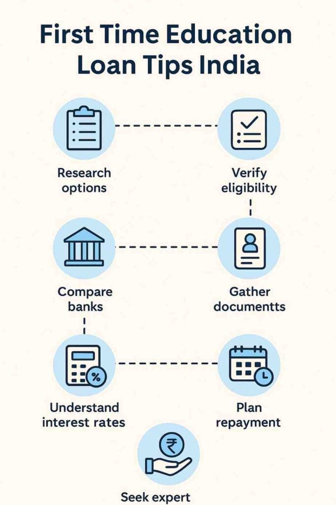 #first time education loan tips India, #education loan for beginners India, #how to apply for first education loan in India, #common mistakes first time education loan borrowers India, #documents for first education loan India