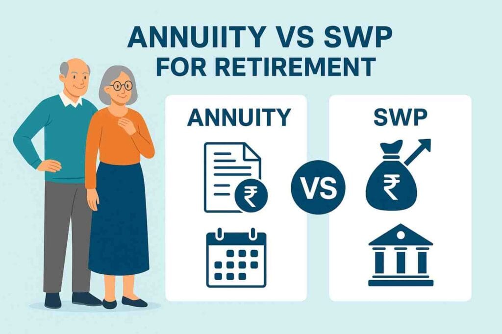 #annuity vs SWP for retirement, #best retirement income plan India, #SWP in mutual funds for senior citizens, #annuity pension plan benefits India, #monthly income after retirement in India, #secure retirement planning India, #systematic withdrawal plan pros and cons