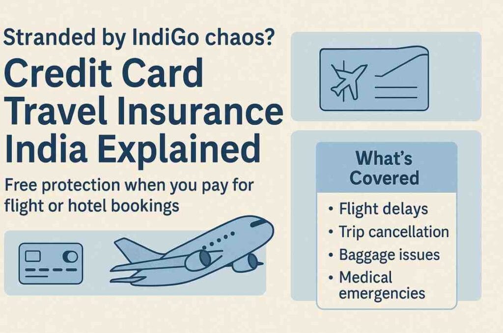 #Credit Card Travel Insurance India Explained, #flight delay insurance India, #travel cover by Indian credit cards, #Indigo flight cancellation compensation, #domestic travel insurance credit card benefit, #baggage loss reimbursement India, #hidden credit card perks India explained, #claim procedure for travel insurance India